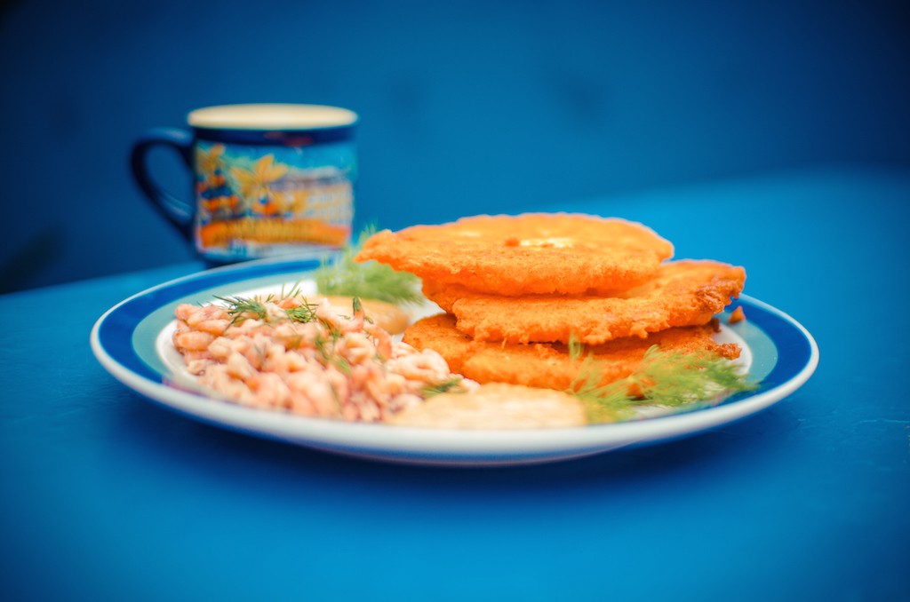 Kartoffelpuffer mit Garnelen